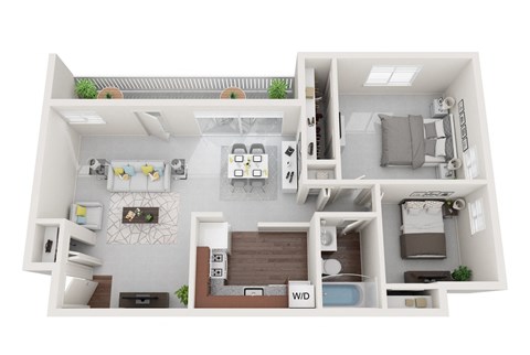 Floor plan for 2 beds, 1 bath, 750 sqft